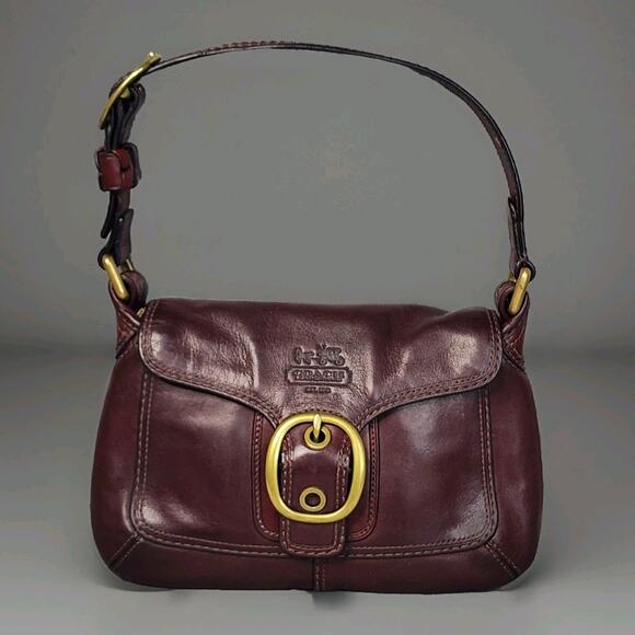 Vintage Coach Bleeker Legacy Tattersall Flap Shoulder Bag Brown Leather 11427 - Picture 1 of 10